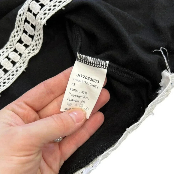 Emery Rose Black Crochet Detail Relaxed Tank Top XS - Picture 4 of 4